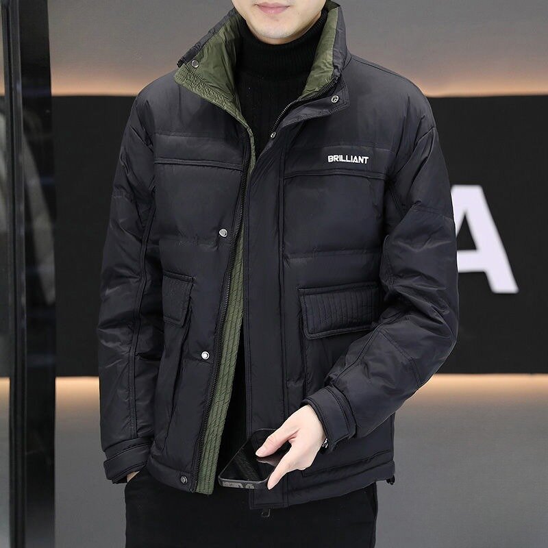 Piumino da uomo inverno maschio alla moda colletto alla coreana di alta qualità addensare cappotto caldo moda tinta unita capispalla Casual Versatile