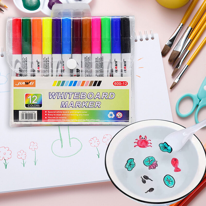 8/12 Pcs Magical น้ำภาพวาดปากกาลอยน้ำ Doodle ปากกาเด็ก DIY Drawing การศึกษาของเล่นกระดานดำปากกาสีปากกา