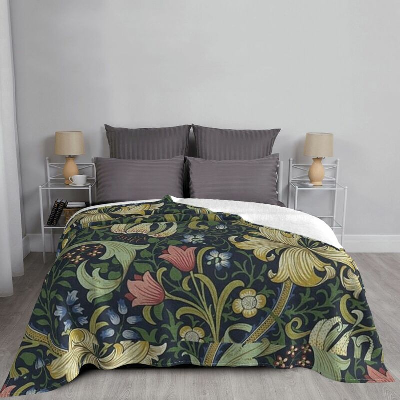 William Morris Golden Lily pattern Throw Blanket Sofa Blankets Multi-Purpose