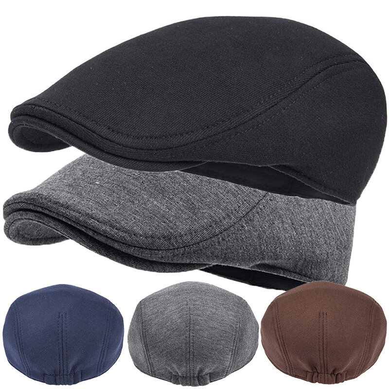 Fashion Solid Color Beret Men's Women's Warm Wild Hat Winter Cotton Berets Hip Hop Hats Cabbie Cap Casquette Gorras Bone