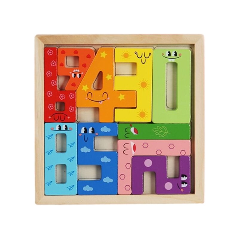 Madeira Animal Block 3D Puzzle Toy para Crianças, Jogo Educacional De Empilhamento, Shaped Pieces