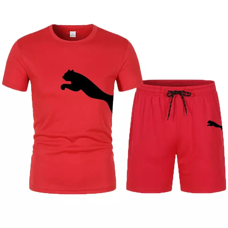 2024 Sommer Herren Set lässig T-Shirt 2-teiliges Set einfache Retro-Straßen sport Jugend solide Rundhals ausschnitt Kurzarm Herren bekleidung