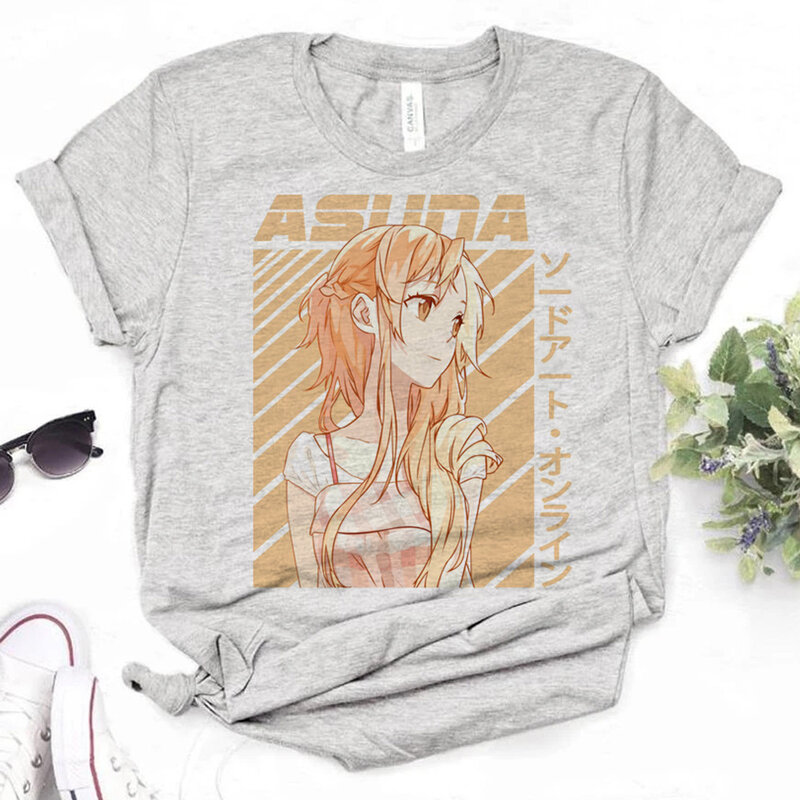 소드 아트 온라인 티셔츠, 일본 애니메이션 재미있는 티셔츠, 소녀 y2k 재미있는 하라주쿠 의류
