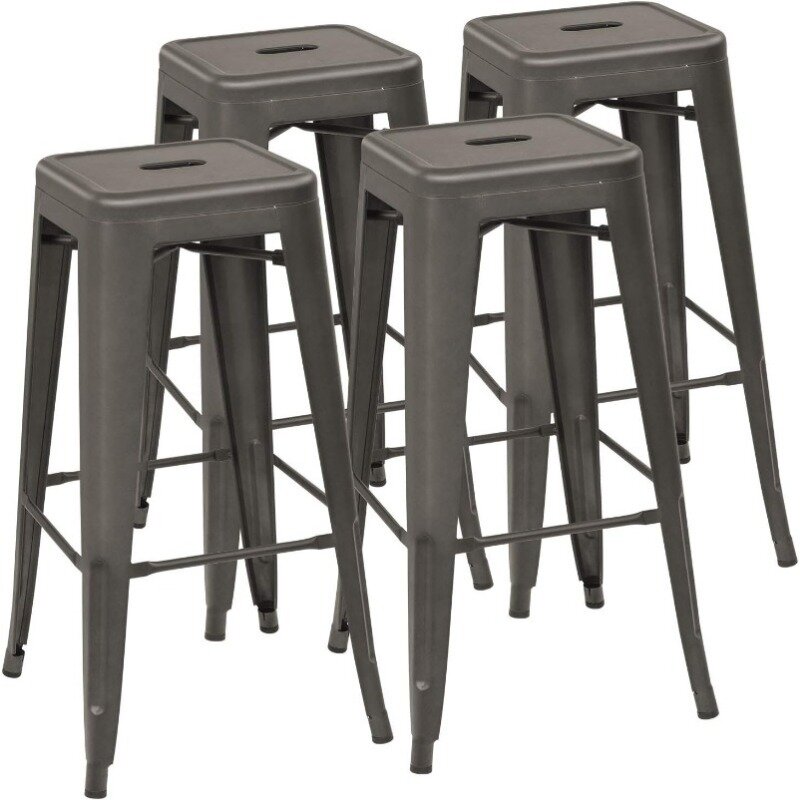 Металлические барные стулья 30 дюймов для помещений и улицы, штабелируемые барные стулья в современном стиле, промышленная винтажная барная стойка, фотостудия 4 дюйма