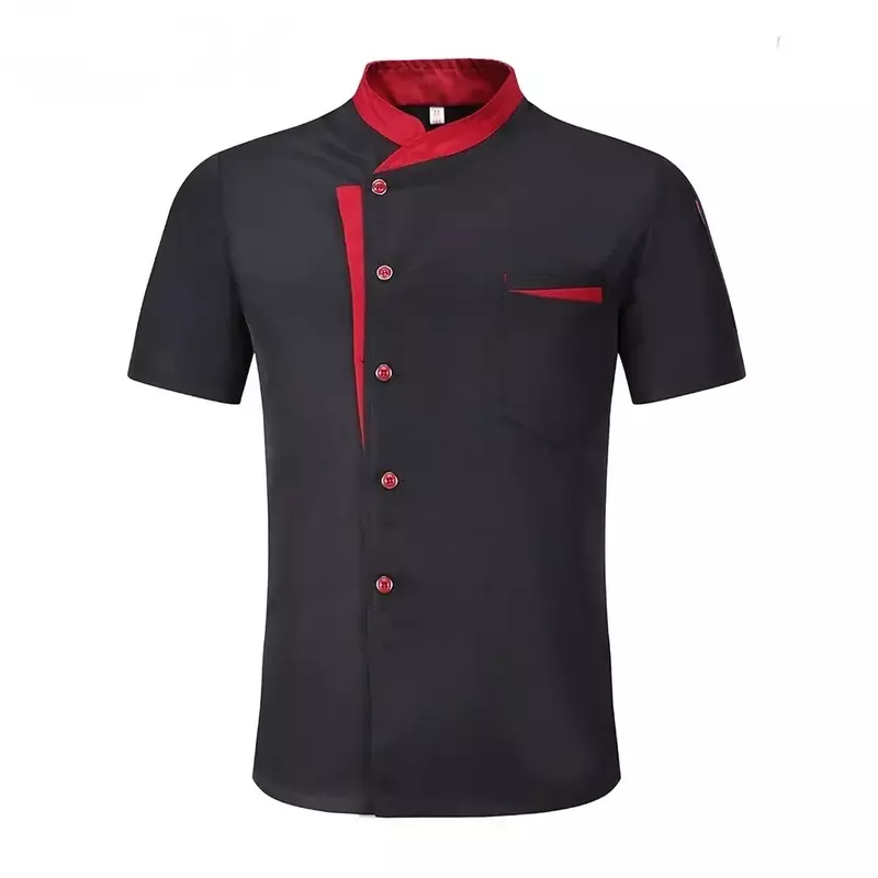 Conjunto de avental de cozinha respirável para homens e mulheres, casaco fino de chef, vestido de restaurante e chef, manga jovem, verão
