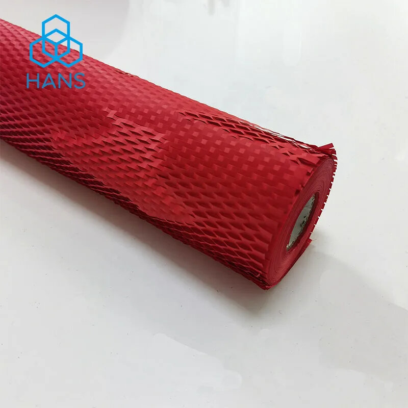 Czerwony papier buforowy do pakowania o strukturze plastra miodu-bardzo długi ekologiczny papier pakowy o strukturze plastra miodu o szerokości 30cm do zestaw prezentowy