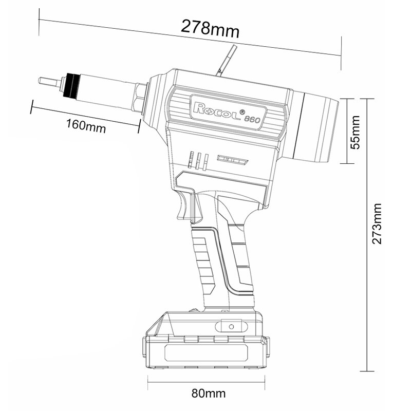 Pistola industrial pesada da porca do rebite, CE Certificated, M3-M12, todo o material, curso do ajuste de Digitas, bateria, pesado
