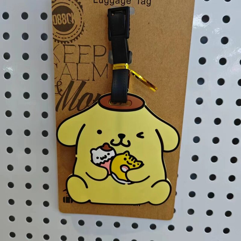 Accessori da viaggio etichetta per bagagli Sanrio Cartoon Pom Pom Purin cinnamoroll valigia etichetta portatile all'ingrosso