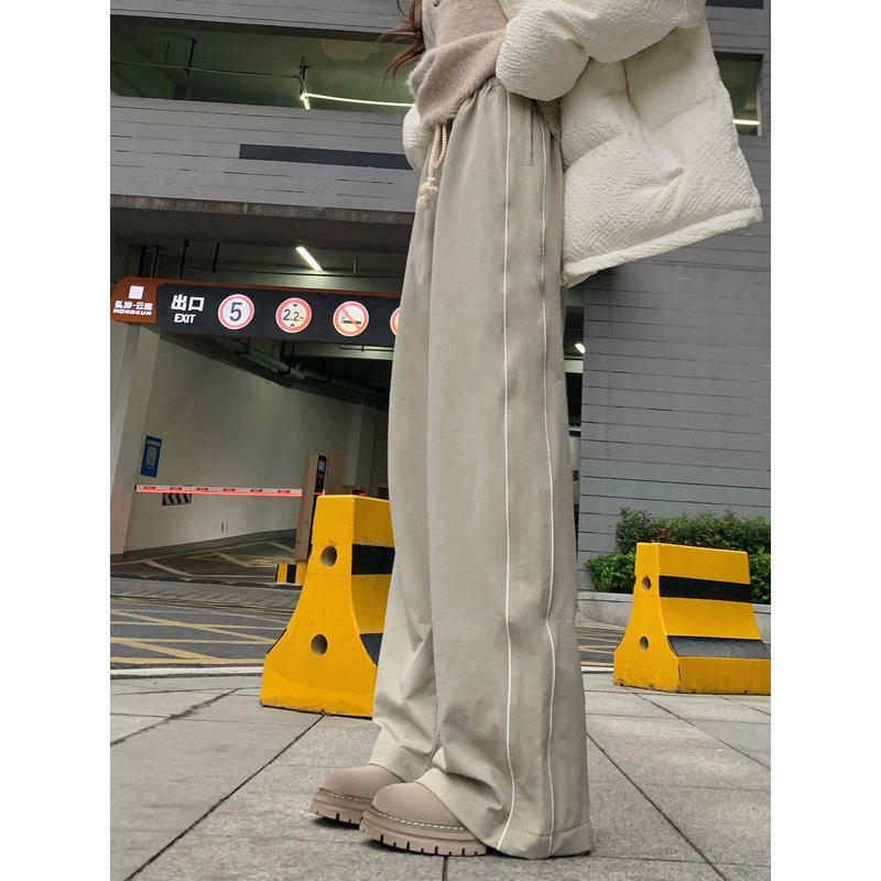 Moda coreana nova casual calças esportivas americano retro solto em linha reta wde perna calças das mulheres dos homens verão drafty