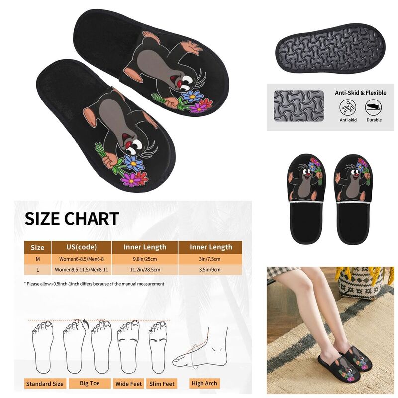 Krtek-Zapatillas peludas para hombre y mujer, chanclas cómodas para el hogar