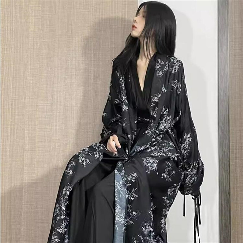 Chinese Style Weijin Hanfu Kimono Cape Unisex Adult Men Women Printed Artistic Dress Ancient Costume Ancient Cosplay Robe Party