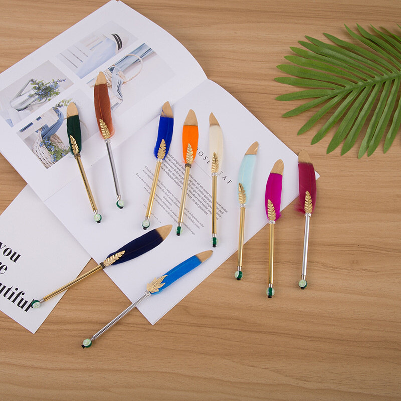 Гелевая ручка с перьями разных цветов, индивидуальные Мультяшные студенческие креативные студенческие ручки, 100 шт.