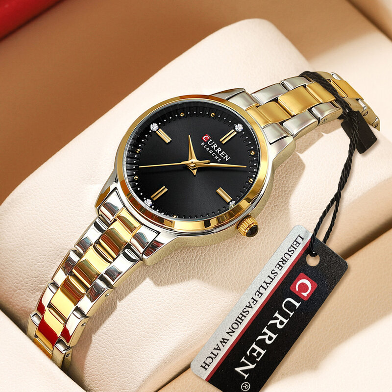 นาฬิกาควอทซ์แฟชั่นสำหรับผู้หญิงสแตนเลสสำหรับสุภาพสตรีที่สง่างามกันน้ำนาฬิกาข้อมือผู้หญิง