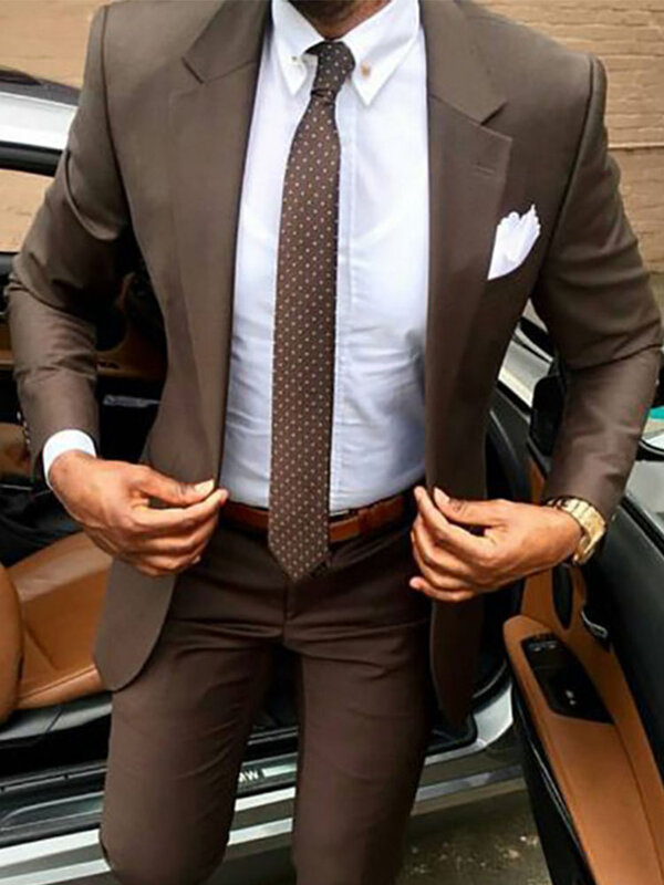 Men's Casual  Suit 2 Pieces Slim Fit Skinny Dress Party Tuxedo Jacket Pants