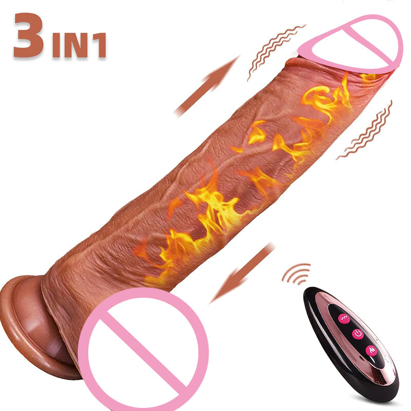 Realistische Dildo Vibrator Voor Vrouwen Seksspeeltjes Verwarming Grote Haan Afstandsbediening Penis Telescopische Vibrators Anale Vrouwelijke Stimulator
