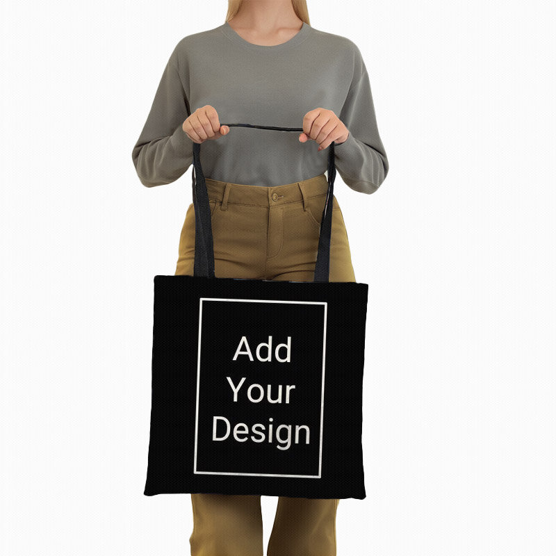 Mulheres personalizem seu logotipo e imagem Bolsa de compras, sacolas casuais femininas, bolsa de ombro para viagem, bolsa de compras