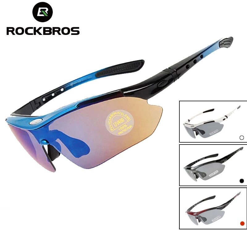نظارات شمسية مستقطبة لركوب الدراجات من ROCKBROS ، نظارات دراجة بإطار قصر النظر ، ارتداء العين بـ 5 عدسات ، رياضية ، خارجية