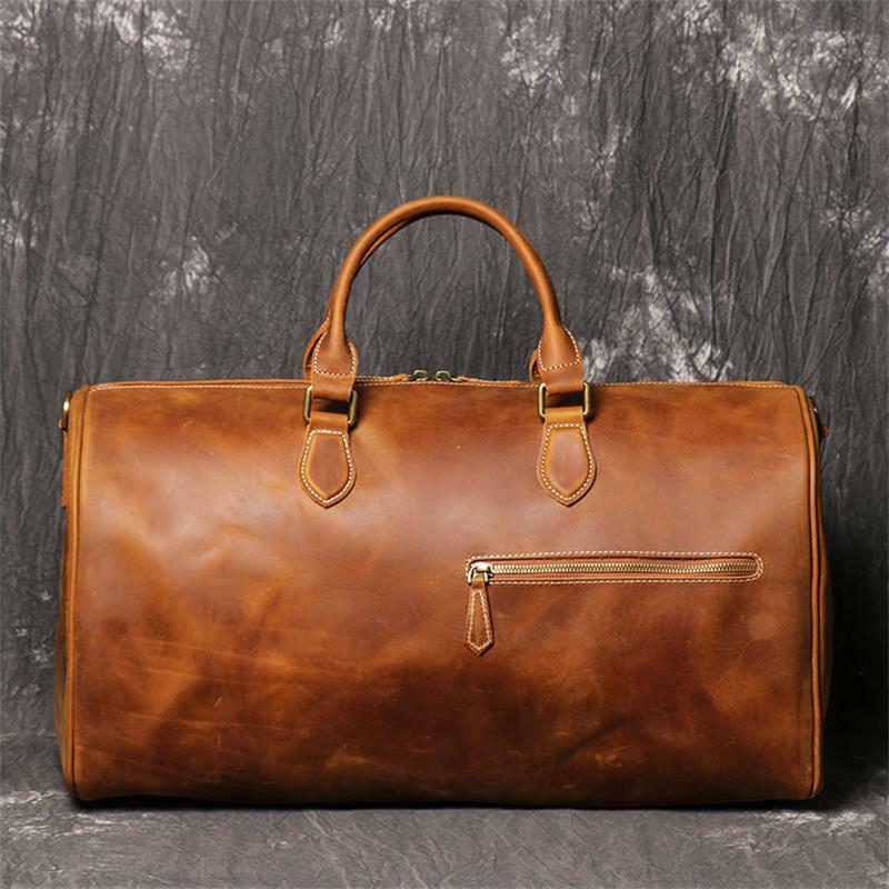 Crazy Horse Leather Men Bag Large Size Leather Travel Bag 100% Cowskin Duffle Bag Men Male Handbags Travel Business Bag Flights