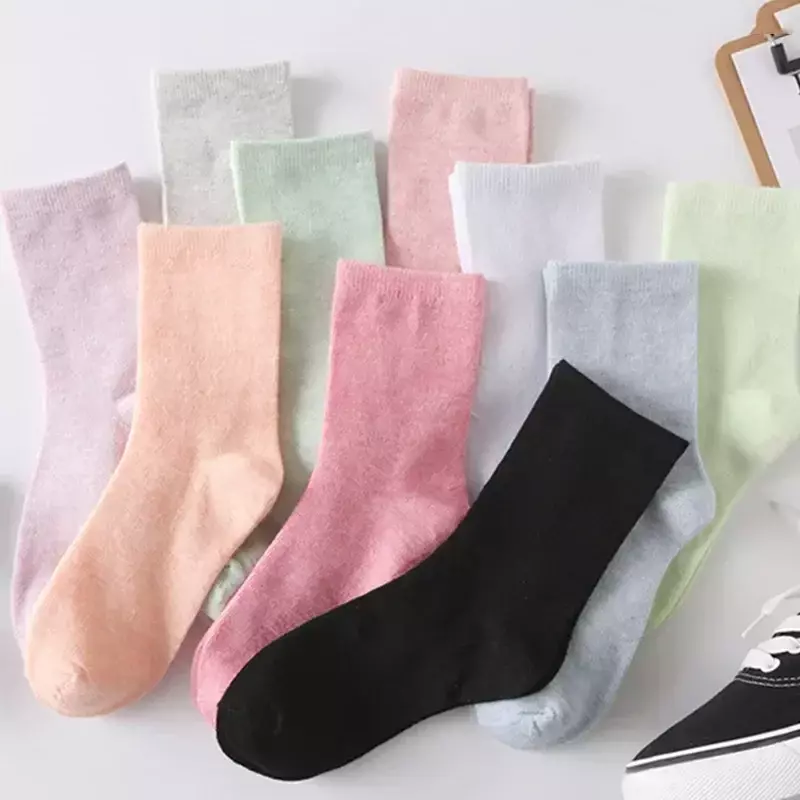 Calcetines de algodón transpirables para mujer, medias informales de estilo Harajuku, de Color medio, estilo coreano, para primavera y verano, 5 pares