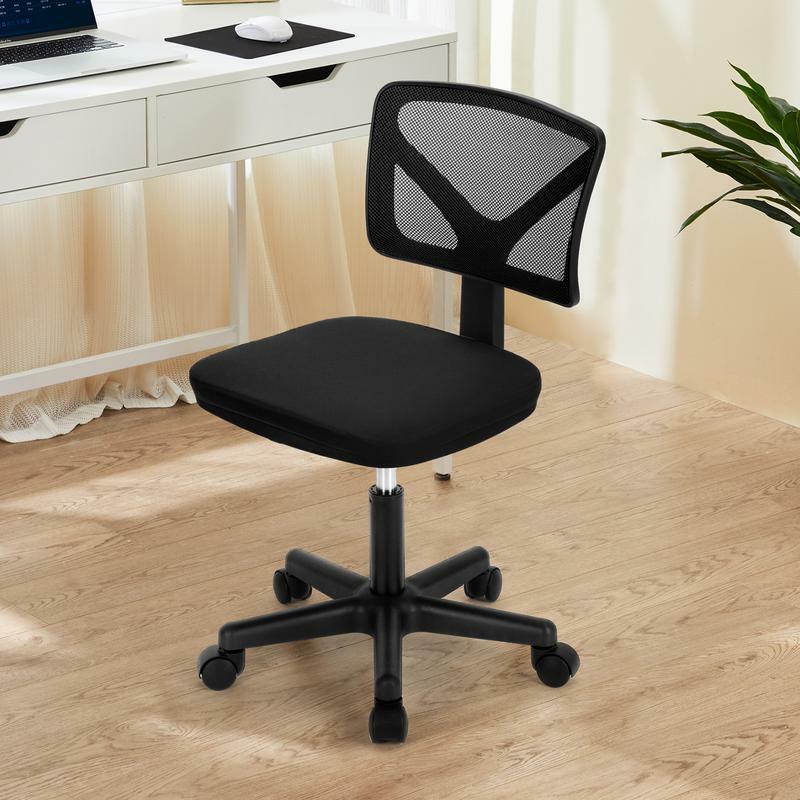 Silla de oficina de malla sin brazos, silla ergonómica para computadora de escritorio, sin reposabrazos, espalda media pequeña, silla de tarea ejecutiva con soporte Lumbar