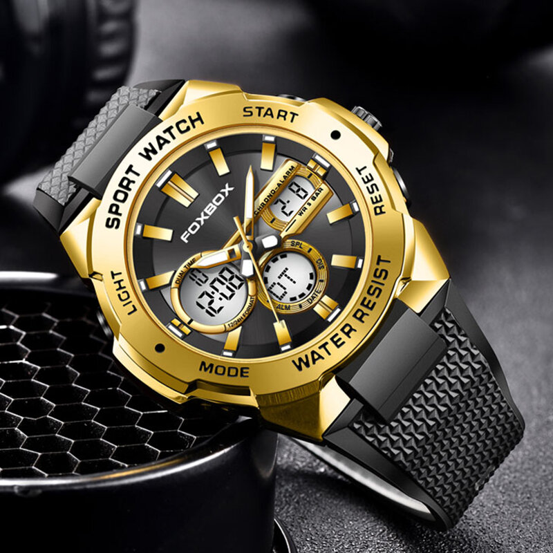LIGE Mens Watches FOXBOX Top Luxury Brand Waterproof Sport Wrist Watch Chronograph Quartz Military Silicone Relogio Masculino
