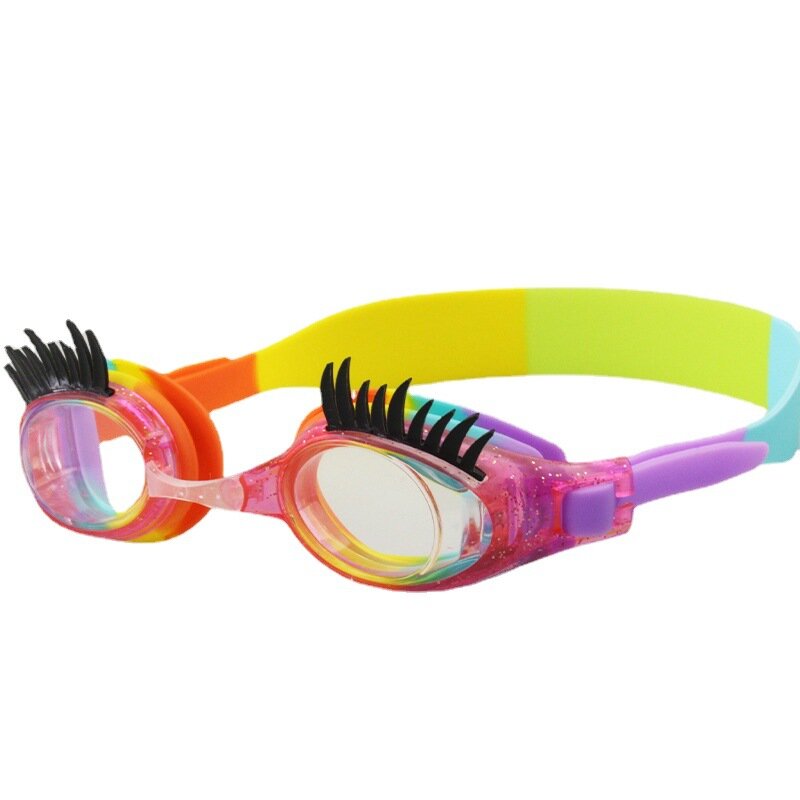 Kacamata renang bulu mata anak-anak, lensa mata kartun anti kabut untuk pria dan wanita