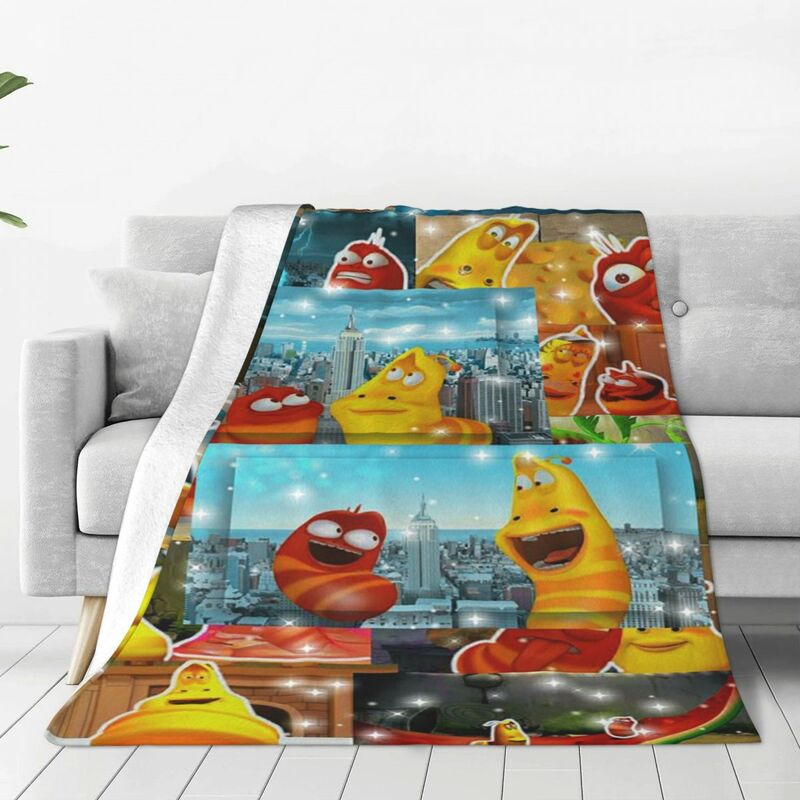 Larva amarelo vermelho cobertor de veludo impresso engraçado anime xadrez multi-função super macio lance cobertor para cama sofá colcha