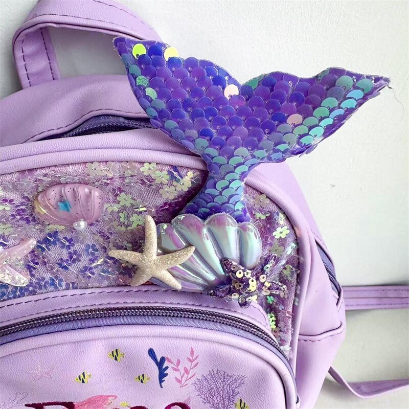 Cute Mermaid Backpack for Girls, Mini Kindergarten Schoolbag, nome personalizado, mochilas para estudantes primários, novo, Little, Kids