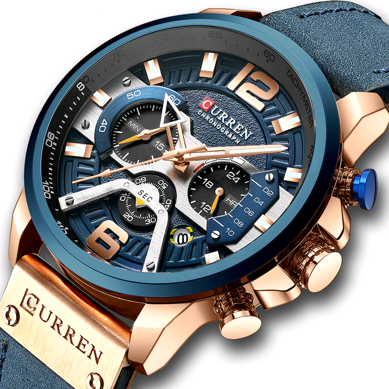 Curren-メンズ腕時計,クォーツムーブメント,ファッショナブル,耐水性,レザー時計,男性用,8329コレクション