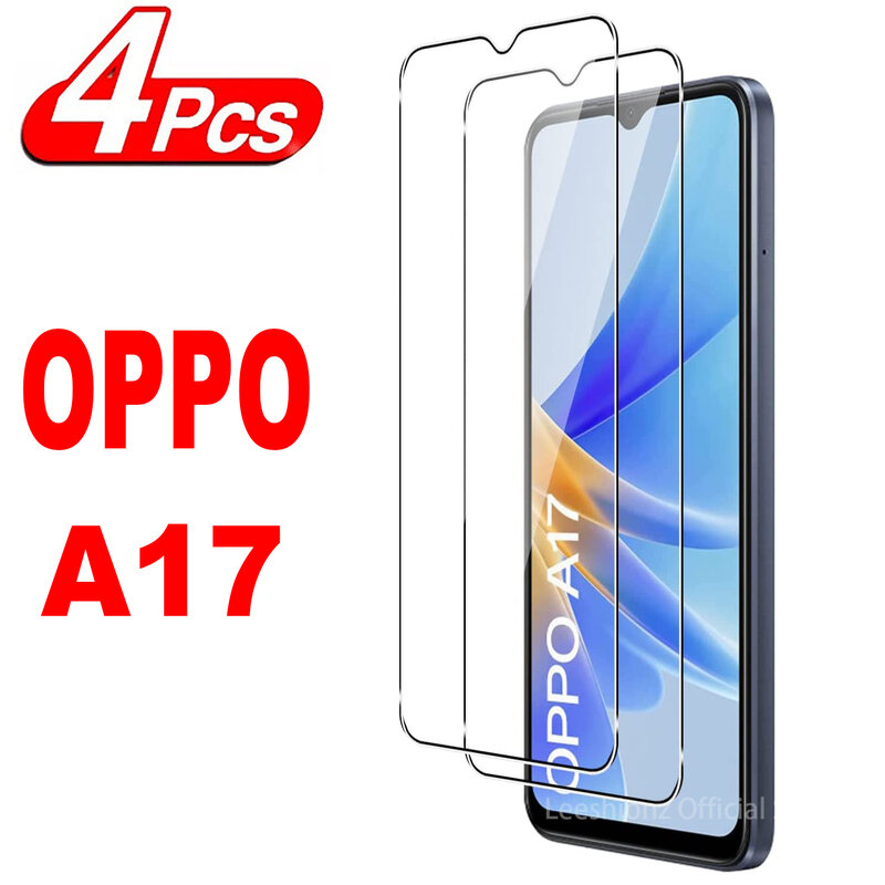 OPPO A17 용 화면 보호기 유리 필름, 2 개, 4 개
