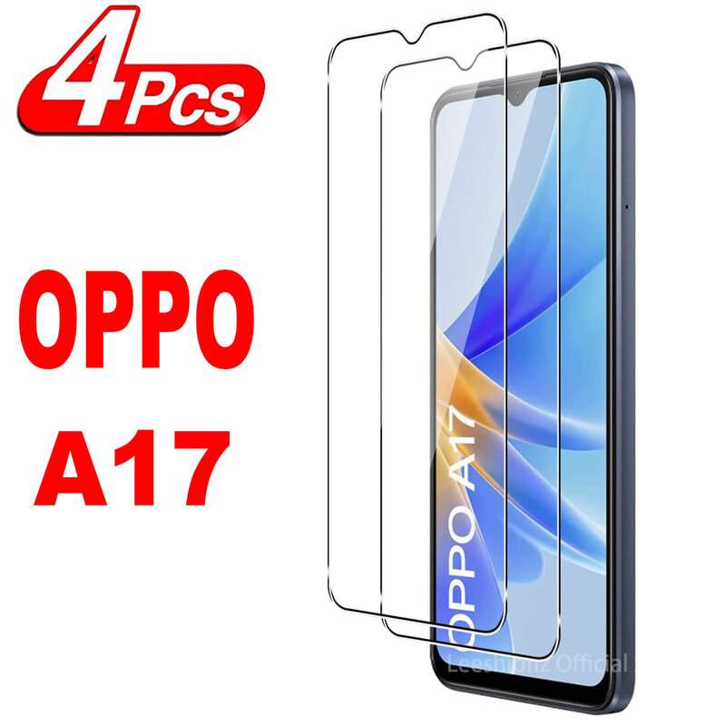 Vidrio Protector de pantalla para OPPO A17, película de vidrio templado, 2/4 piezas