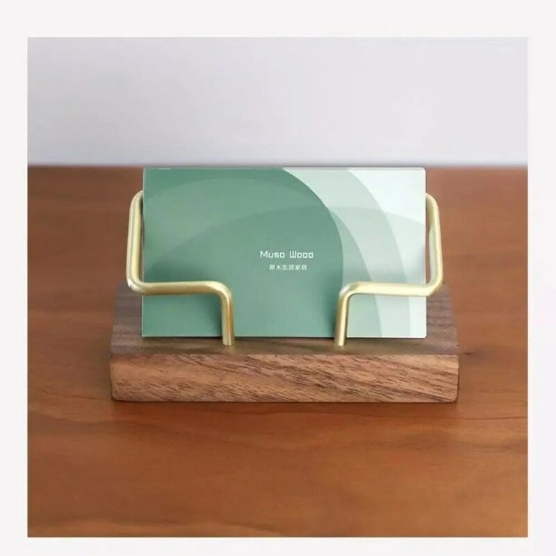 Tabletop Shelf Business Card Holder Walnut Wood Beech Wood Card Organizer Metal Card Storage Cards Display Stand