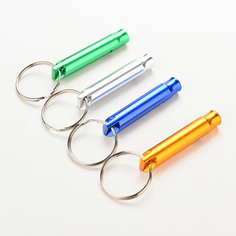 Alumínio Alloy Mini Whistle Keychain, Chaveiro, Segurança, Ao ar livre, Emergência, Sobrevivência Segurança, Esporte, Camping, Caça, Saco Charme, 1Pc