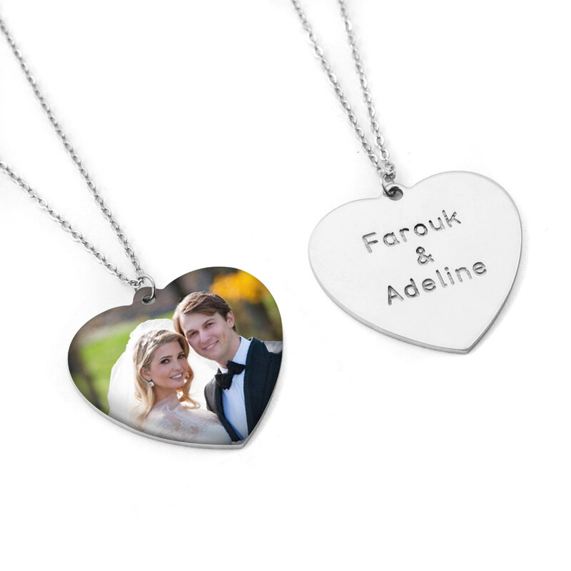 Ожерелье с фото на заказ ожерелье с фото ожерелье с гравировкой имени с изображением сердца ожерелье подарок на день рождения для нее