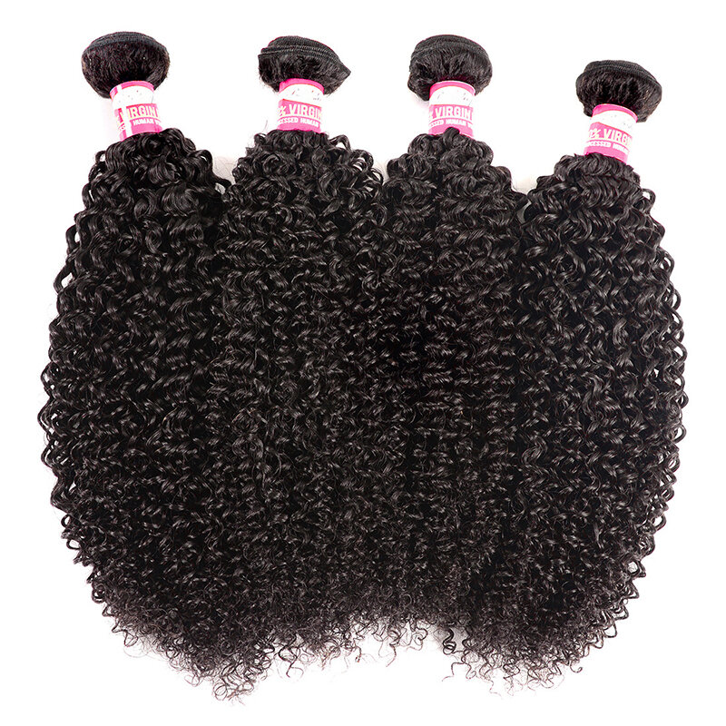 Pacotes peruanos Kinky Curly do cabelo humano, cor natural, extensões dobro da trama, extremidade completa, 50g, 1 3 5 7Pcs ajustado, 8-20"
