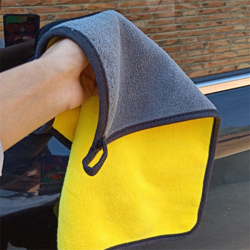 1/2/6pcs Microfiber Cleaning Towel Thicken Soft Drying Cloth Car Body Washing Towels Double Layer Clean Rags Car Accessories