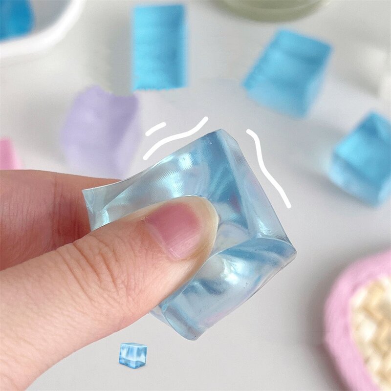 Mini cubes de glace transparents mignons et créatifs pour enfants, jouet à rebond en silicone, MSI, pincement, musique, réduction de tresses, 20 pièces