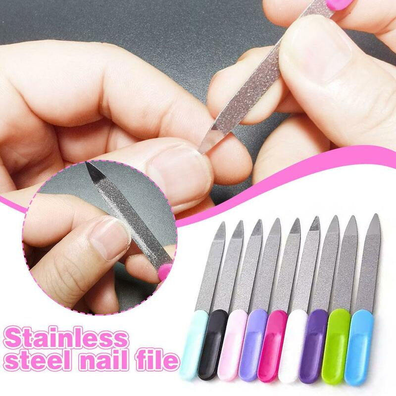 Stainless Steel Double Sided Nail Files Manicure Pedicure Grooming For Professional Finger Toe Nail Care Tools 1pcs Random X3n6