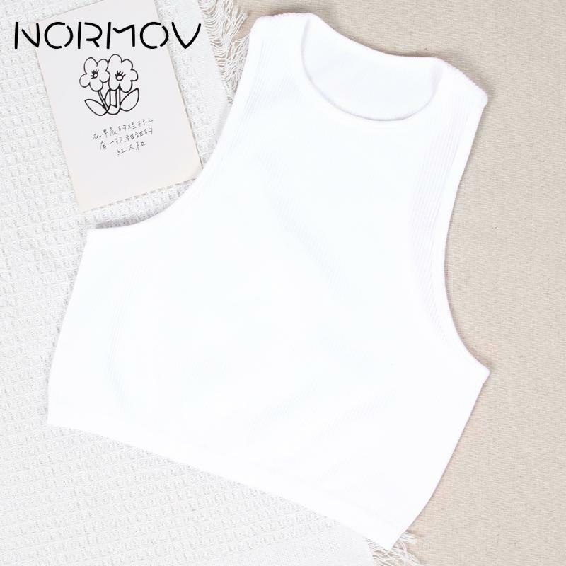 NORMOV Fitness Yoga Bra Sports Crop Tops Seamless Ribbed Sports Bras Tops Knit Paddleless Top Womens High Strength Shock Proof