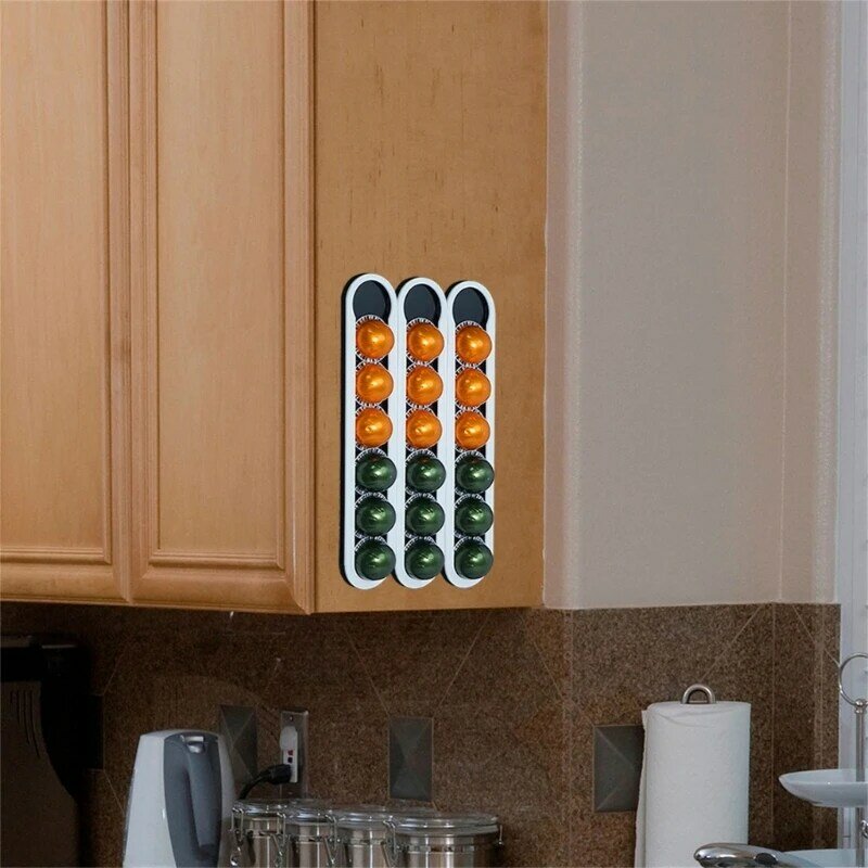DIY Self Adhesive Coffee Pods Stand Coffee Storage Shelf Acrylic Material Wall Mounted Coffee Holder for Kitchen New Dropship