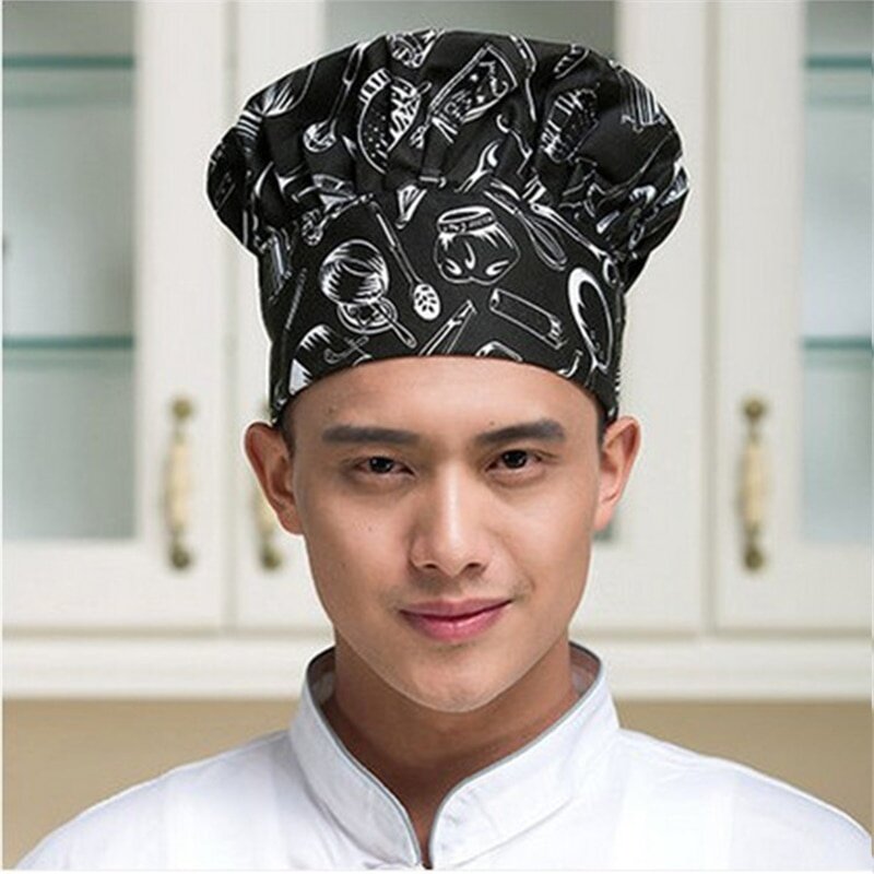 Cappello da cuoco a 8 colori per uomo cucina forniture alberghiere lavoro berretto a fungo pieghettato regolabile Chef uniforme cappello utensili da cucina