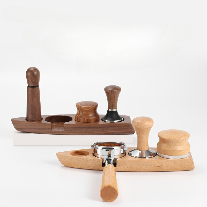 Tamping Mat Coffee Tamper Holder Support Base Coffee Wood Pressure Flat Base Barista Cafe Accessories Stand Tamp Station Wooden