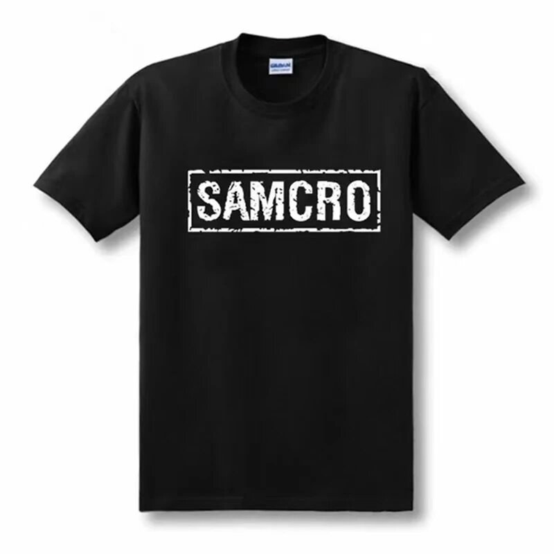 Kaus motif SAMCRO Sons of Anarchy Pria Wanita tren Hip Hop Rock ukuran besar kaus lengan pendek atasan kaus katun 65051