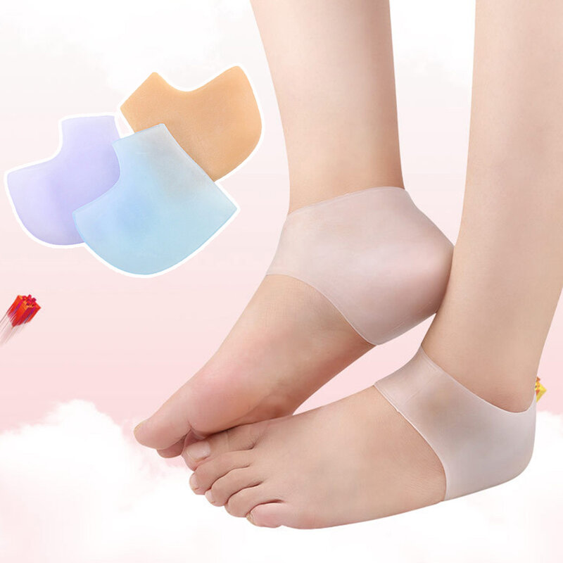 2 szt. Nakładki na piętę silikonowe ochraniacze na stopy popękana skóra na stopach pielęgnacji skóry pięty cienkie skarpety żel nawilżający skarpety do pielęgnacji stóp bez otworu