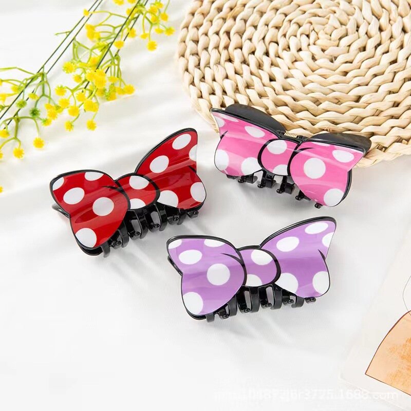 YHJ Red Bowknot Hair Claw Cartoon Bow Tie Acrylic Hair Claw Clips Catch Hair Accessories for Women