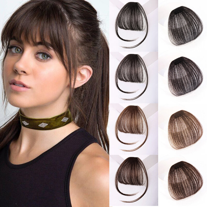 Synthetic Straight Air Bangs Wigs Natural Clip In Hair Extension Fake Fringe Front Hair Pieces Hair Accessories For Women