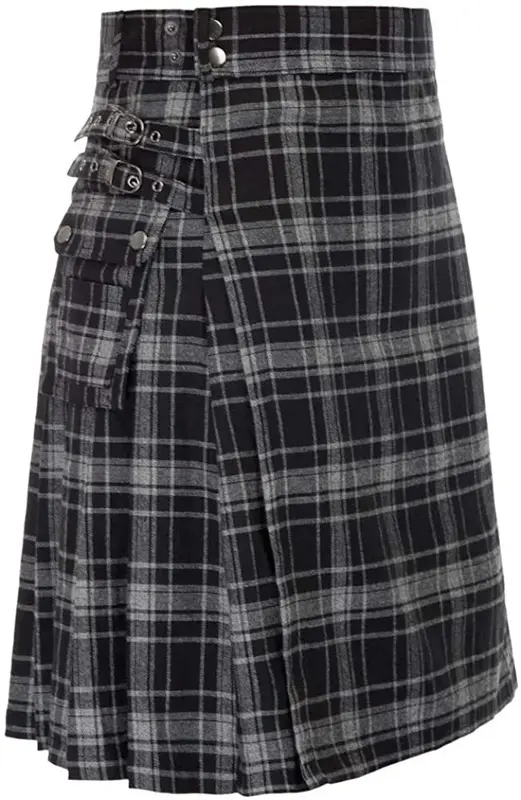 Jupe plissée décontractée Highland pour hommes, kilt, poche, jupes courtes, tartan traditionnel, pratique, 5 verges