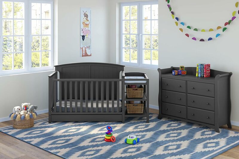 Золотая сертификация, детская кроватка и пеленальный столик с выдвижным ящиком, преобразуется в кровать для малышей, детская кроватка и полноразмерная кровать
