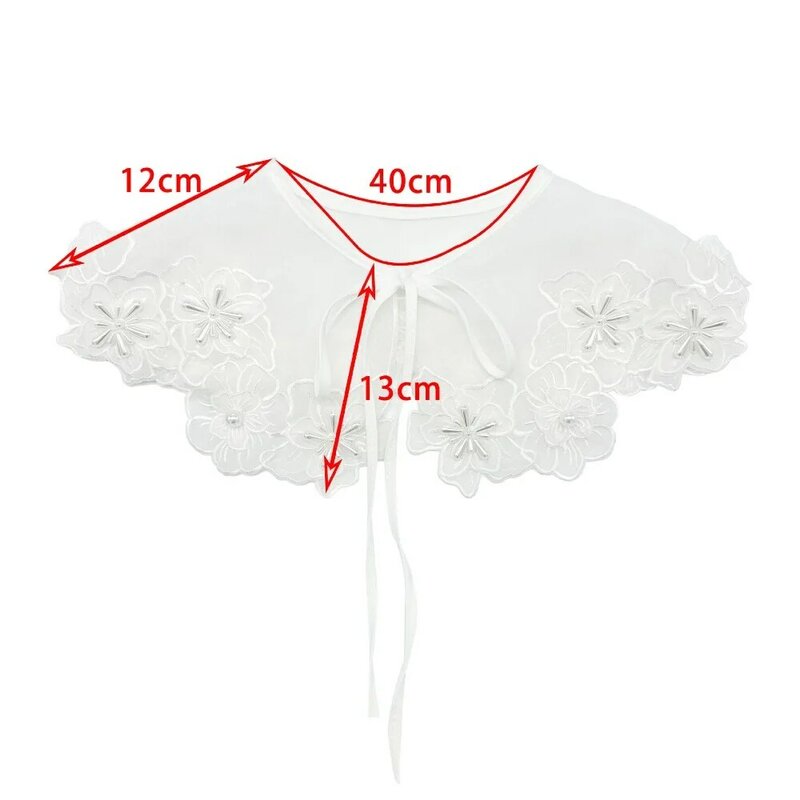 Organza Embroidery Women's Lace Collar Fake Collar Clothing Accessories Detachable Shirt White Lace Up Shawl