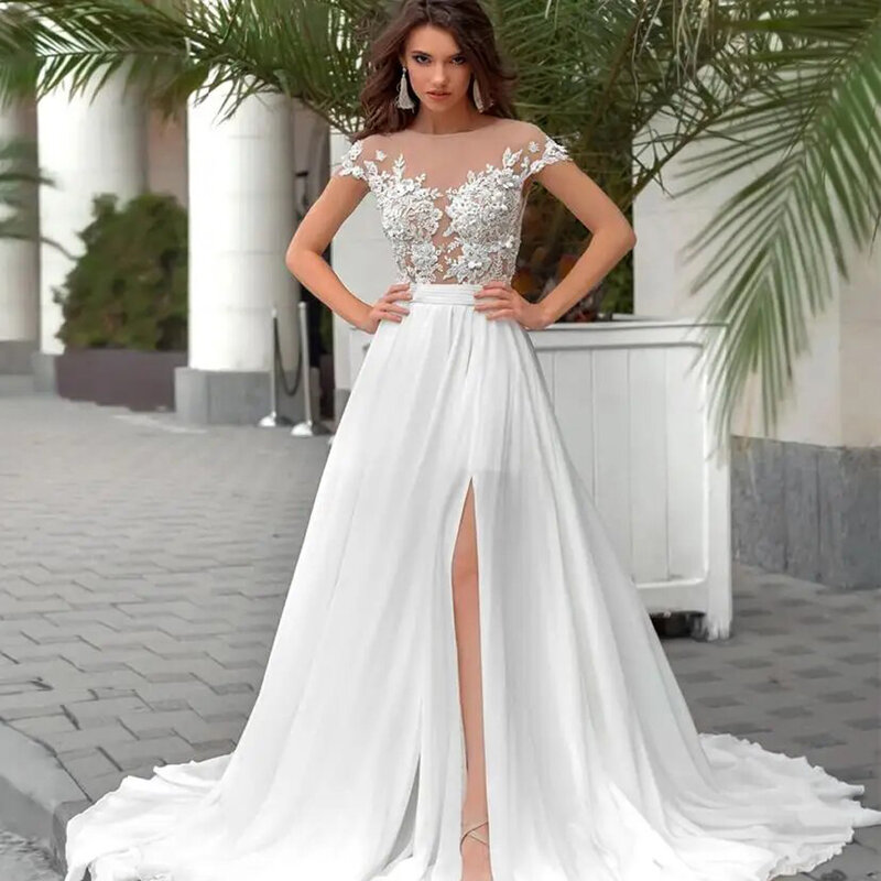 Женское свадебное платье It's yiiya, белое платье трапециевидной формы с открытыми плечами и V-образным вырезом на лето 2019